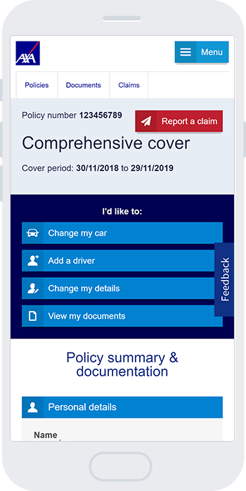 Manage Your Policy Online Existing Customers Axa Northern Ireland